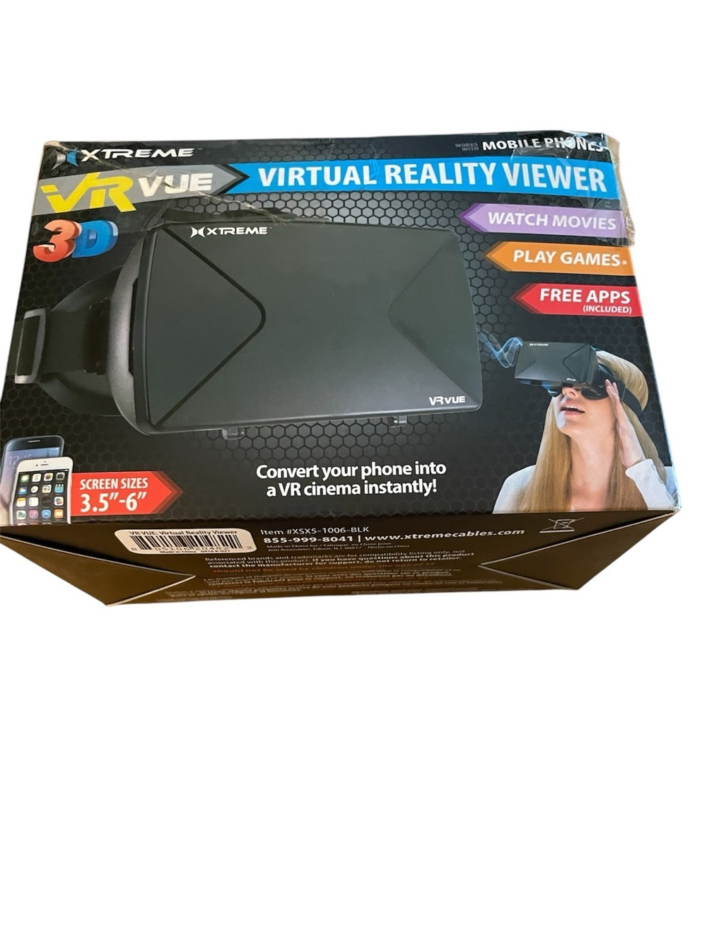 VR VUE Black Smartphone Virtual Reality viewer 3D Headset. Brand new in box.